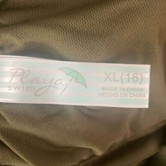 Playa Swim Olive Green Ruffled One Shoulder One Piece Swimsuit sz XL (16) - Picture 5 of 9